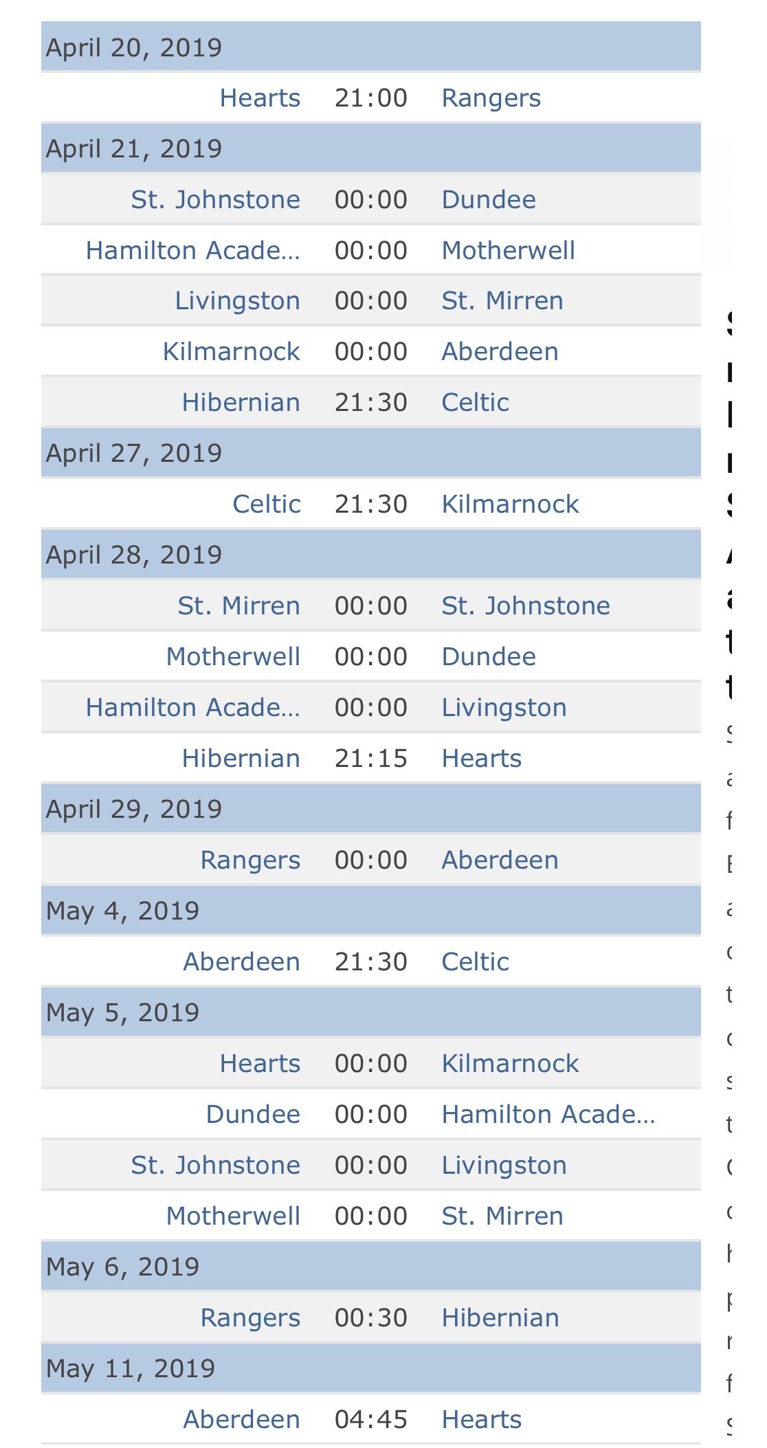 Upcoming Fixtures